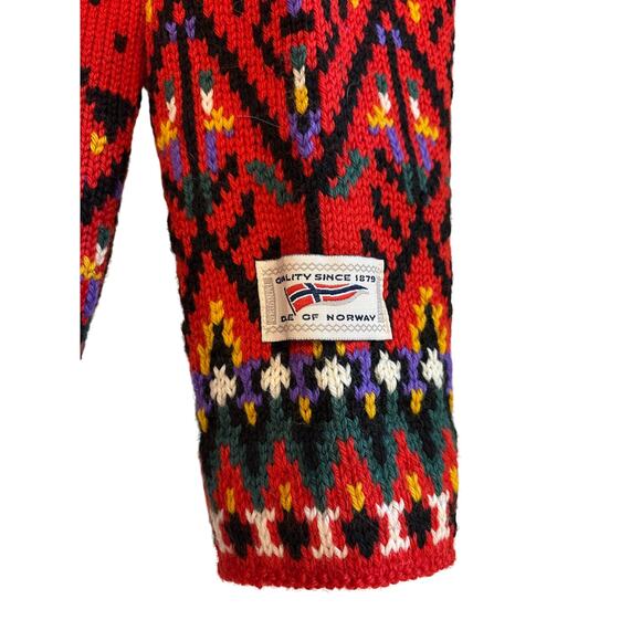 Vtg Dale Of Norway Cardigan Sweater Womens Sz Medium Red Fair Isle Scandinavian - Picture 4 of 10